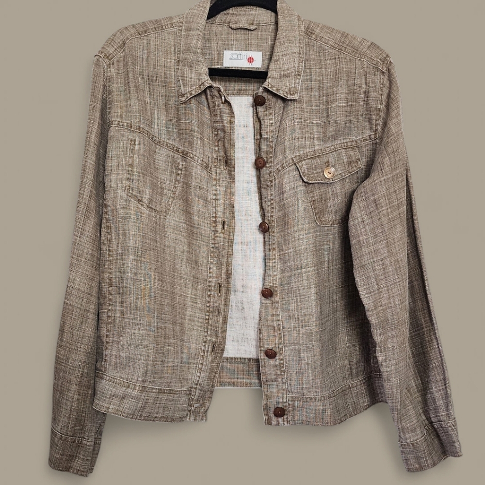 Zaffiri |Women's Brown Linen Jacket